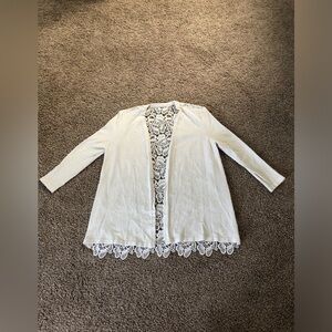 Style & Co. White Lace Trim Cardigan